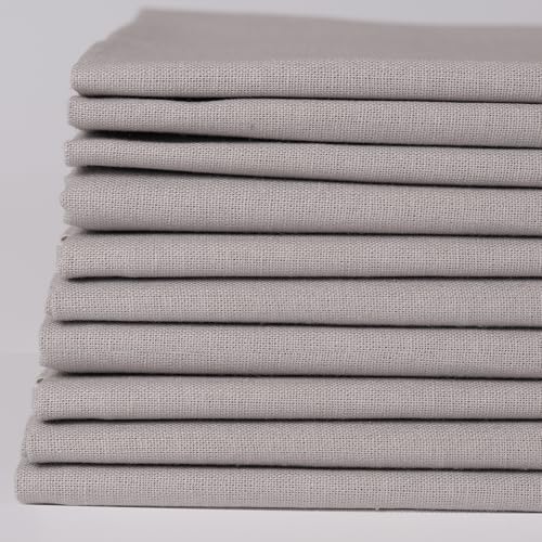 10 Pieces 18 x 21 Inches Cotton Fabric Precut Quilting Fabric Bundles Solid Colors Layer Cakes Quilt Material for DIY Craft Sewing Embroidery (Grey) - color: Grey