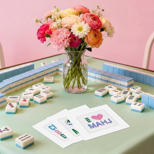 Chumia 8 Pack Embroidered Linen Mahjong Cocktail Napkins Fabric, 8 Style