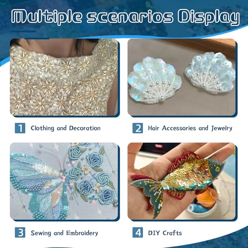 21600 Pcs Loose Sequins Bulk, 24 Colors 5MM Embroidery Sequins - size: 5mm