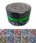 100% Cotton Jelly Roll Fabric Strips for Quilting and Sewing-Dark Paisley - color: Dark Paisley