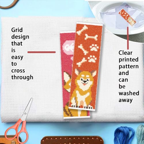 FREEBLOSS 12 Set Cross Stitch Bookmark Kits Colorful Pet Pattern Stamped Cross Stitch Kit 11CT Embroidery Kit with Instructions for Beginners 8 * 2.4inch - style: Simplified Animals