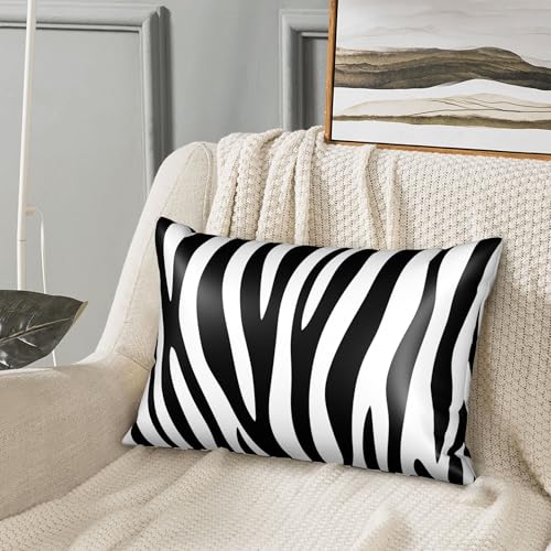 Satin Pillowcase for Hair and Skin Black and White Zebra Stripe Super Soft and Cooling Similar to Silk Pillow Case 1 Pack with Hidden Zipper Silky Soft Zippered Satin Pillowcase20 x30 - color: Black and White Zebra Stripe