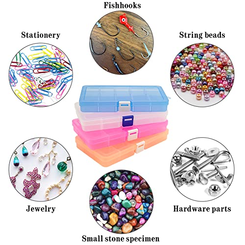 Qualsen Bead Organizer Box with Adjustable Dividers, 15 Girds, 4 Pack - size: 15 Gird-4s