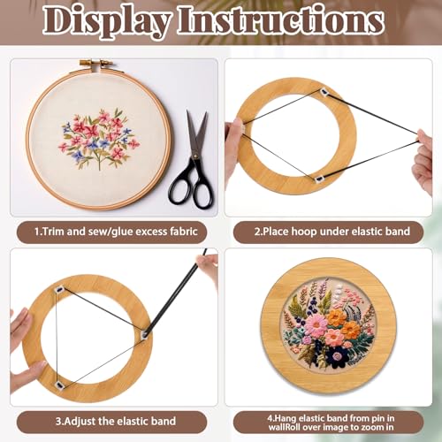 RattanView 12 Pcs Wood Embroidery Hoop Frame for Display 6 & 8 Inch - color: Natural, size: 6 inch/8 inch
