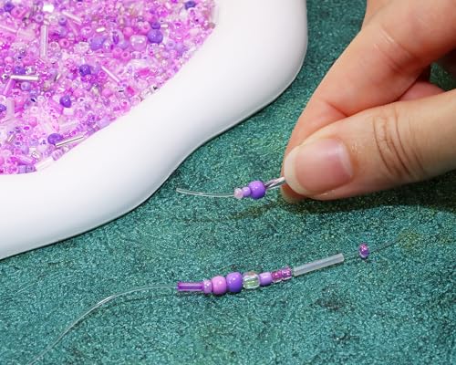 Mixed Craft Beads 1000Pcs/20g Glass Seed Tube Bugle 1.5-4.5mm Small Loose Spacer for DIY Bracelets Necklace Earring Jewelry Making (Purple) - color: Purple