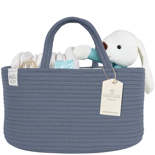 KiddyCare Diaper Caddy Organizer Basket for Nursery Storage Organizer Cart Baby Basket for Diaper Holder, Baby Basket Gift for Boy/Girl Basket with Dividers Stone Large - color: Stone, size: Large