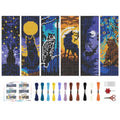 BEUNITONE 6 Pcs Cross Stitch Bookmark Kit for Beginner Black Moon Animals Counted Cross Stitch Kit with Instruction Stamped Embroidery Bookmarks Handmade for DIY Crafts Book Lovers 8.5''x3'' - style: Animal and Night Scene