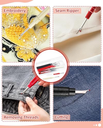 FIVEIZERO Seam Rippers for Sewing – 2 Big and 2 Small Stitch Remover Tools, Thread Ripper, Embroidery Removal Tool with Thread Snips - size: Basic Edition