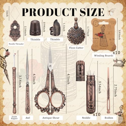 Lothee Embroidery Scissors Kits Victorian Sewing Kit, Gold, No Diamond - color: Gold, style: No Diamond