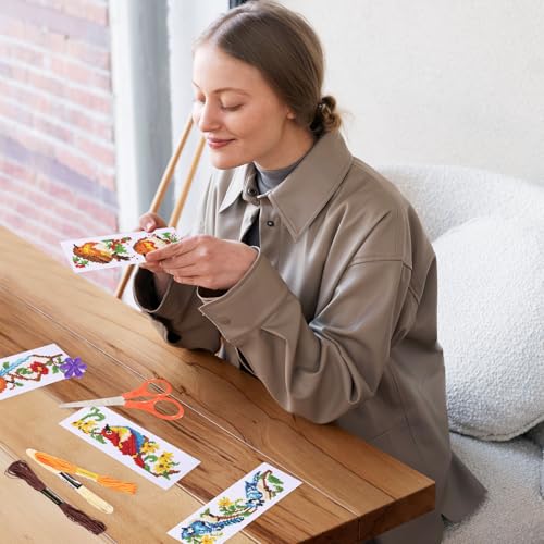 ORIGACH 6 Set Birds Cross Stitch Bookmark Kit for Beginner - style: Birds