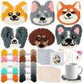 WATINC Punch Needle Coaster Kit - 6 Pattern DIY Craft for Beginners, Puppy