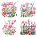 Pink Flower Iron on Patches for Clothe - 4PCS Spring Wildflower Design Iron on Applique Sticker Pink Tulip Lily Daisy DTF Transfer Ready to Press Heat Transfer Vinyl Decal for T-Shirt Bag Pillow Cover - color: Pink Wildflower A