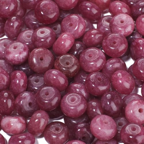 5x8mm 100Pcs Natural Amethyst Rondelle Beads for Jewelry Making Loose Spacer Abacus Disk Beads Gemstone for Bracelets Necklace DIY Crafts - color: Amethyst