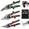 HORUSDY 3 Pack Aviation Tin Snips Set, 10 Inch Metal Straight Cut, Left Cut, Right Cut for Cut Sheet Metal, Chrome Vanadium Steel