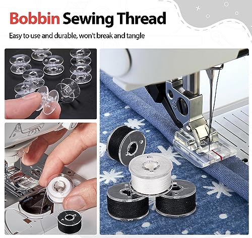 36pcs 18White+18Black 40S/2 Prewound Bobbin Thread Set - color: Black & White (36PCS)