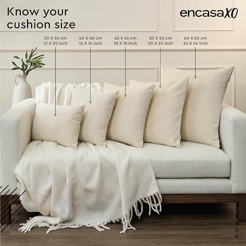 Encasa XO Throw Pillow Covers, Cotton, No Inserts 20"x20" - color: Beige, size: 20" x 20" (Pack of 2)