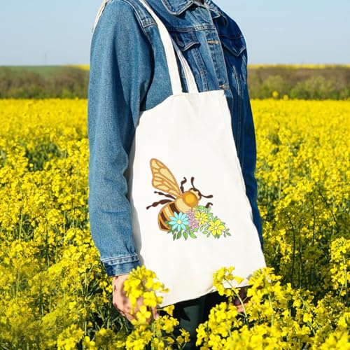 GLOBLELAND Canvas Tote Bag Embroidery Kit with 2 Pcs Storage Bag 1pc Embroidery Hoop 18 Pcs Embroidery Needles 4 Sheets Bee Butterfly Water-Soluble Embroidery Stabilizers 24 Pcs Threads