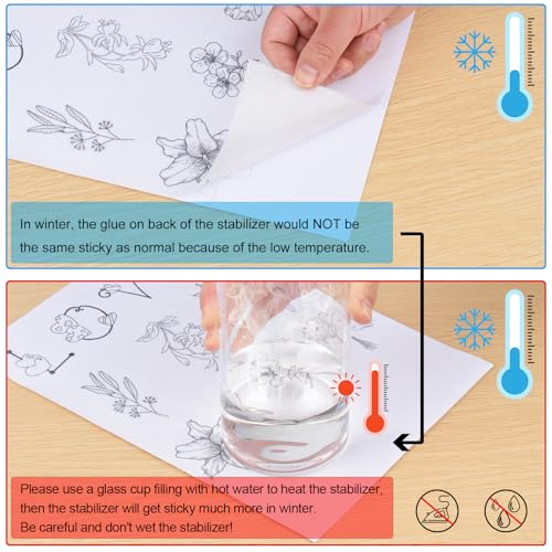 Sticky Wash Away Embroidery Stabilizer Self-Adhesive Printable 8.5" x 11" 7pcs / Pack - size: 8.5" x 11" 7PCS