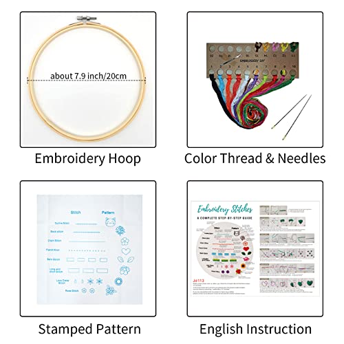 Louise Maelys Embroidery Kit for Beginners 8 Stitch Practice Set - color: kit-1