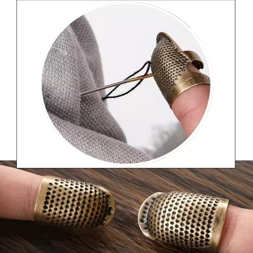 Luckkyme 20 PiecesSewing Thimbles, Copper Finger Protector Retro Metal Sewing Thimble Adjustable Fingertip Thimble for Sewing Embroidery Needlework, Medium and Small