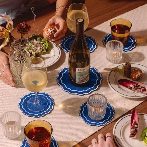 Linen Coasters for Drinks, Set of 6, 6 inch, Royal Blue - color: 1251 - Royal Blue, size: 6 inches