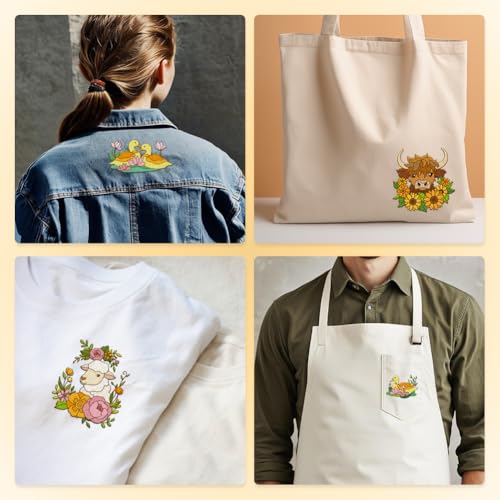 Highland Cow Sheep Rabbit Duck Water Soluble Sewing Stabilizers - style: Farm Animals