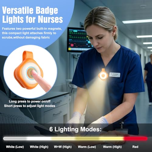 Rechargeable Nurse Lights Clip On for Night Shift, Badge Light - color: F-Orange