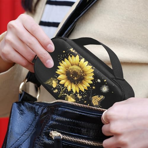 Diabetic Supplies Travel Case, Butterfly Glucose Meter Portable Storage Bag, Insulin Pen and Medication Carrying Case for Insulin Pen, Test Strips, Lancets, Syringe, Needles - color: Sunflower Butterfly