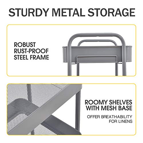 TOOLF 3 Tier Metal Rolling Cart, Utility Storage Cart with Wheels, Grey - color: Grey, size: 3-Tier