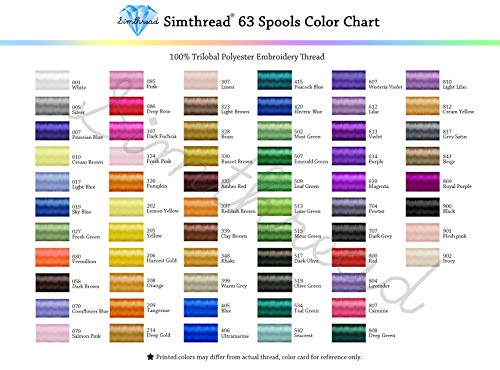 Simthread 6 Black 1000M(1100Y) Polyester Machine Embroidery Threads for Brother Babylock Janome Singer Pfaff Husqvarna Bernina Embroidery and Sewing Machines - color: Black