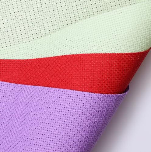 KCS 3 pc of 15" x 18"(38cmx45cm) Counted Cross Stitch Cotton Aida Cloth Needlework Rolled Fabric Box,14CT,Light Green+Lavender+Red - color: Light Green+lavender+red, size: 14CT