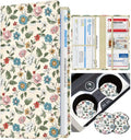 Slohif Car Registration and Insurance Holder with 2 Car Coasters, Elegant - color: Pink Blue Floral