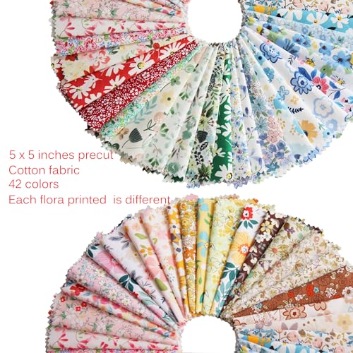 Charm Packs for Quilting 5 inch,Precut Fabric Squares 5''x5'' Quilting Cotton Fabric Clearance,42 Charm Squares for Quilts,Sewing and Other DIY Project - color: Color-3