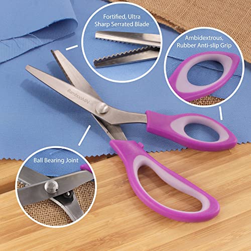 JubileeYarn Titanium Softgrip Scissors Set - Pinking, Sewing, Arts, Crafts, Office - 1 Set of 4 - Purple - color: 4pc Purple, size: 1 Set