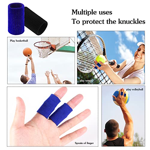 20 Pcs Finger Sleeves Protectors, Elastic Sport Finger Sleeves, Black/Blue - color: Black, royal blue