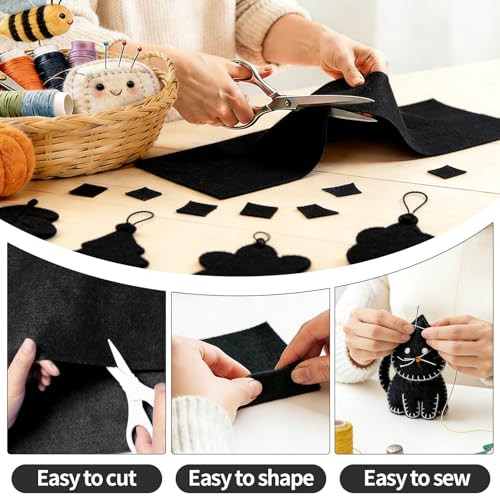 Black Fabric Sheet 108" X 36", 1.4mm Thick Large Soft Durable Flexible Craft Felt by The Yard, Nonwoven Fabric for DIY Sewing, Arts and Crafts, Decoration Projects - color: Black, size: 3 yard pre cut