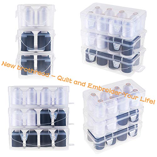 New brothread 8 Spools Embroidery Machine Thread with Box -4xWhite+4xRed - color: White+Red