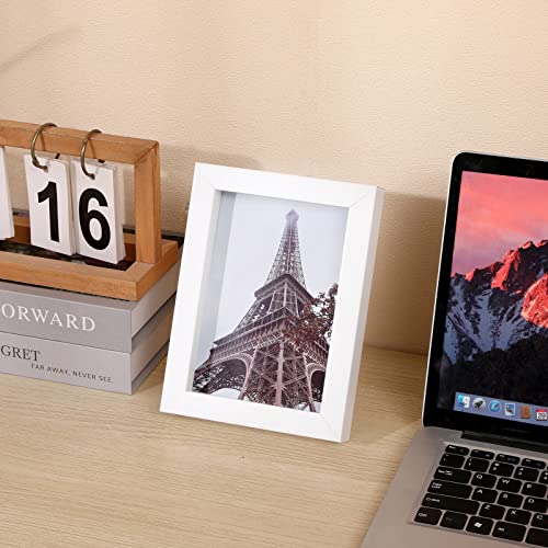 Muzilife 5x7 Shadow Box 3D Picture Frame, Wood & Real Glass, 2 Pack, White - color: 2pcs 5x7-white