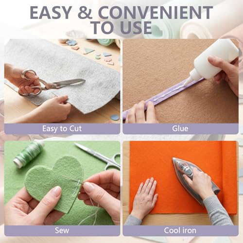White Stiff Felt Sheet 36'' X 36'', 1mm Large Felt Fabric Sheet for Crafts - color: White