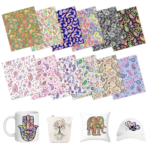 HTVSTD Colorful Paisley Sublimation Transfer Ink Paper 12pcs 12 * 10in - color: paisley12