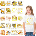 Dtf Transfers Ready to Press - 20Pcs Childhood Cancer Awareness Iron on Transfers Gold Ribbon Iron on Decals Cancer Survivor Heat Transfer Vinyl Stickers for Charity Clothing Pillows Bag DIY Crafts - color: Cancer Awareness
