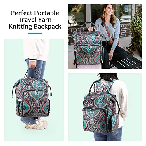crochet bag,knitting bagBackpack and Tote Bag Storage Bag ，Large capacityYarn Storage Organizer Travel Crochet Bag Women Carrying Crochet Accessories Knitting Needles Crochet - color: GREEN