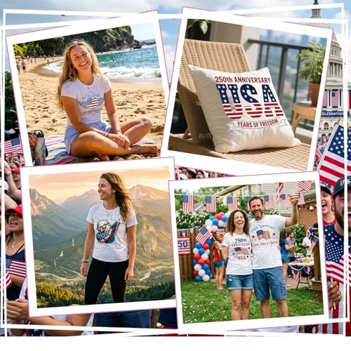 20Pcs Papiailove 250th America Anniversary Dtf Transfers Ready to Press 4th of July Iron on Transfers for Tshirts Independence Day Transfer Vinyl Stickers for Clothing Pillows Bag DIY Crafts - color: 250th Anniversary