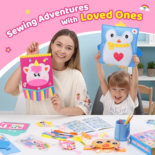 Felt Sewing Crafts for Kids Ages 4-12, 10 DIY Projects Kids Sewing Kit - color: animal organizers felt sewing kits