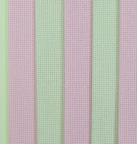 KCS 4/6 pc of 12" x 18"(30cmx45cm) 18CT Counted Cotton Aida Cloth Cross Stitch Fabric (6 pc,Pink+Light Green) - color: Pink+light Green, size: 6 pc