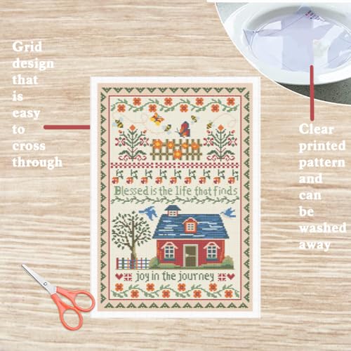FREEBLOSS Cross Stitch Wall Hanging Kits Joy in The Journey 13.8 * 19.7inch