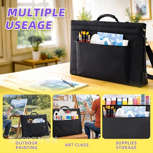 JJRING 23x31 Art Portfolio Tote Bag With Shoulder Strap, Black - size: 23''*31''