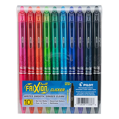 PILOT FriXion Clicker Gel Ink Pens 0.7mm, Assorted Colors, 15-Pack - color: Assorted 10