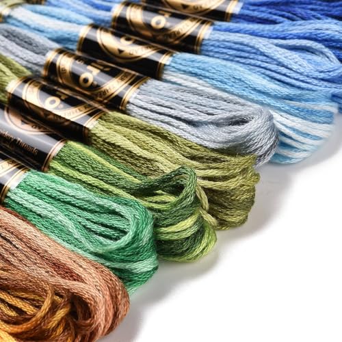 18 Skeins Embroidery Thread Floss 0.5 mm Friendship Bracelet String Making 6 Ply Polyester Cross Stitch Kit Supplies 18 Color 8.75 Yards(8m)/Skein - color: 18 Skeins, Color C