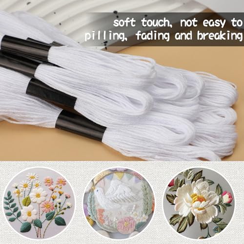 14 Skeins White Embroidery Floss, White Embroidery Thread, Friendship Bracelet String, Cross Stitch for DIY Making, Embroidery Crafts - color: White-1